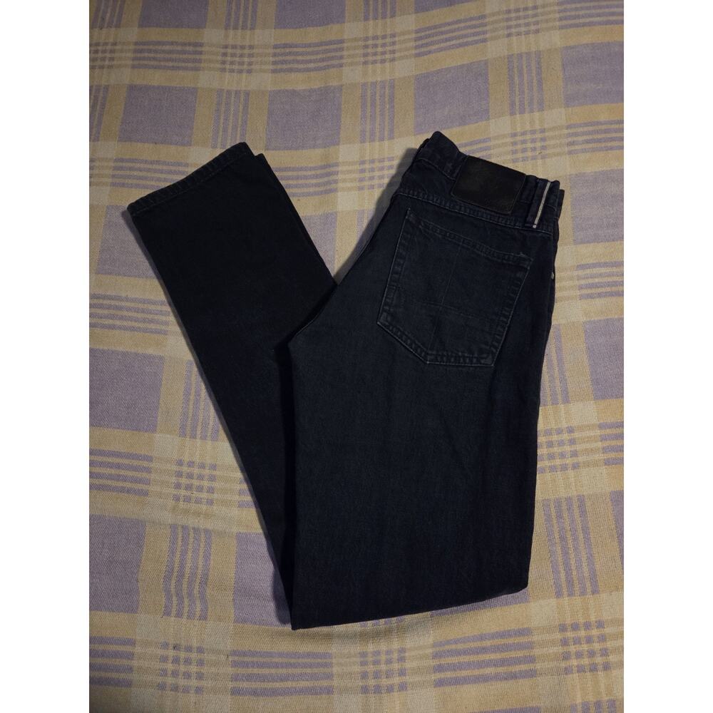 Gustin Jeans Mens 31 x 33 Cone Blue Black Slim Raw Selvedge Denim Button Fly